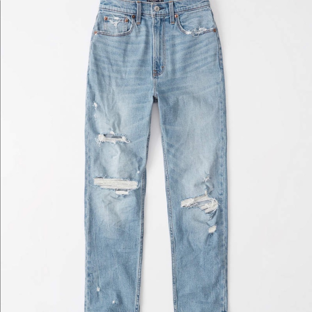 Abercrombie distressed ultra high rise mom jeans